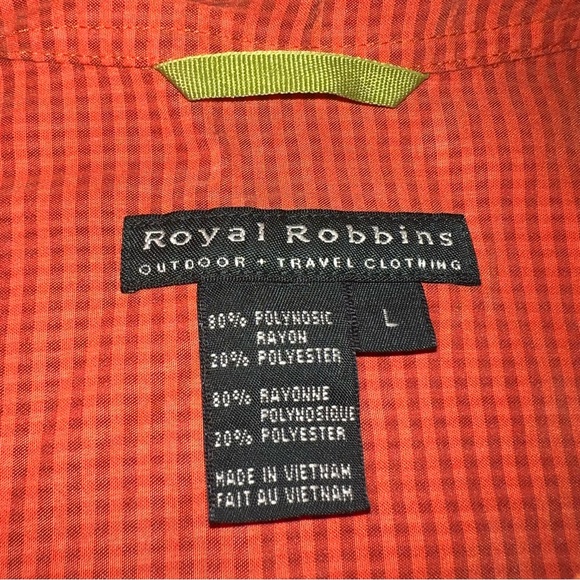 Royal Robbins Button Up Orange Plaid Shirt Short Sleeve Men’s  Large - Picture 6 of 11